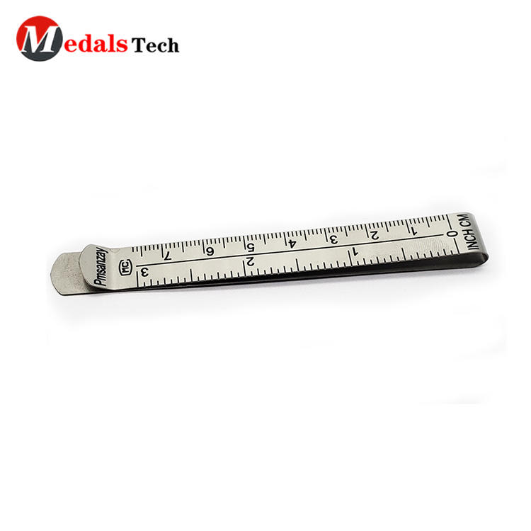 Simple stainless steel promotional custom ruler engraving logo pocket wallet money clip