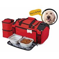 Osgoodway Custom 20" Carry on Weekend Food Carrier Bag Pet Dog Travel Bag with Silicone Bowls