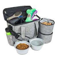 Osgoodway Week Away Cat Dog Pet Travel Bag with Food Storage Containers and Collapsible Dog Bowls