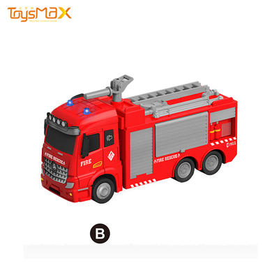 2020 New popular Europe style 1:46 scalepull back battery operated fire truck toy