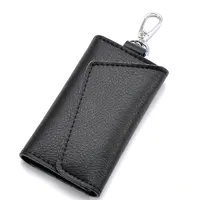 Genuine Leather Keychain Men Women Key Holder Organizer Pouch Car Key Chain Wallet Housekeeper Key Case Mini Storage Card Bag