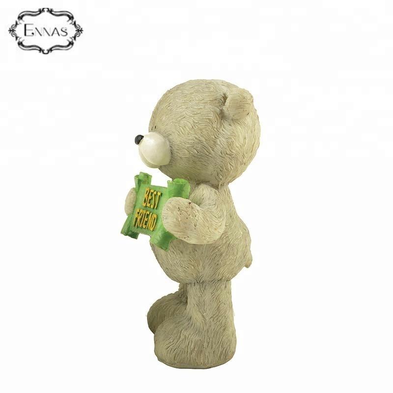 Polyresin standing bear figurines with BEST FRIENDS for table