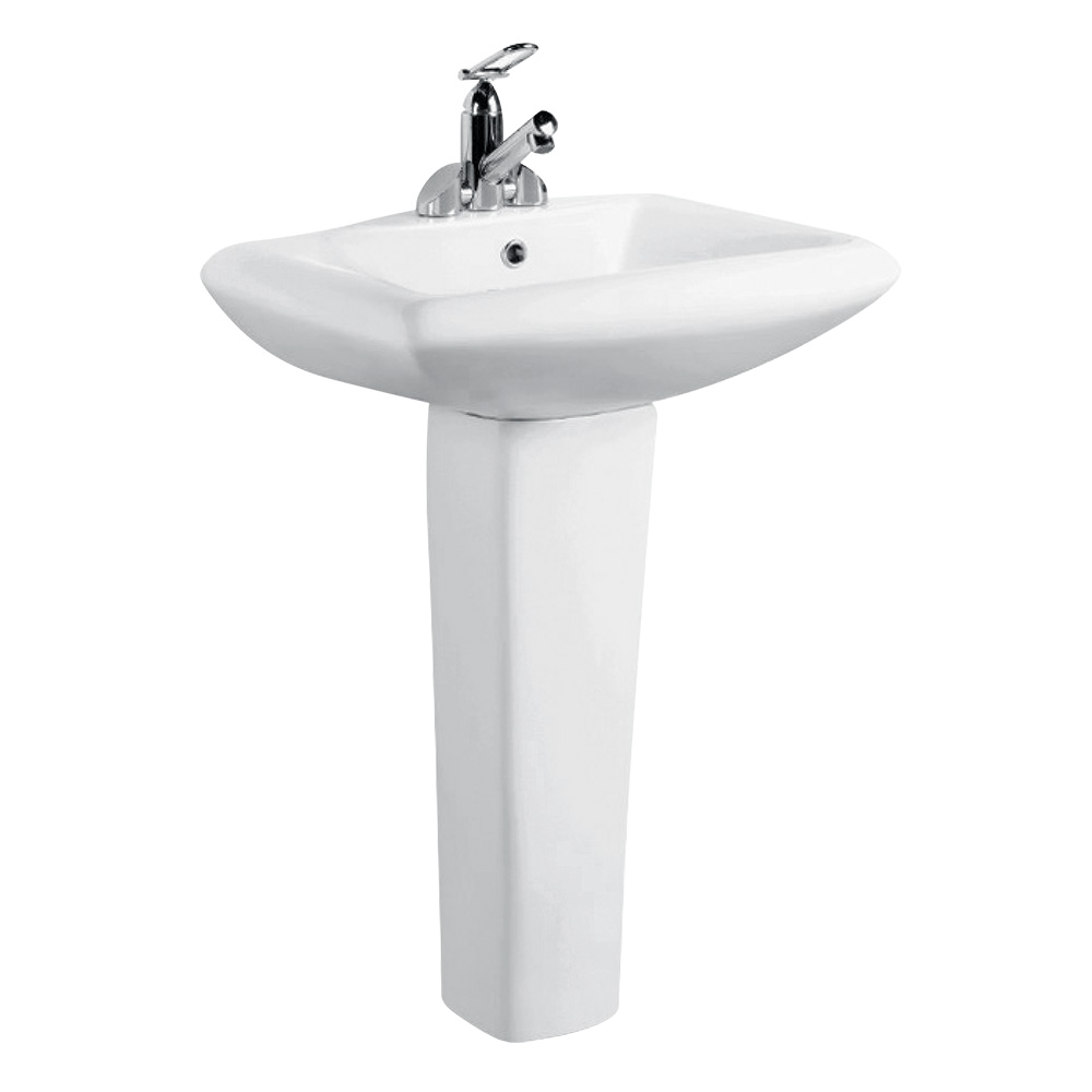 Solid surface rectangular bathroom pedestal sink