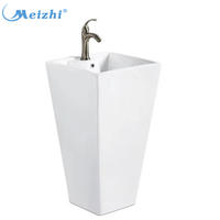 Chinese washroom one piece unique wash basin with pedestal
