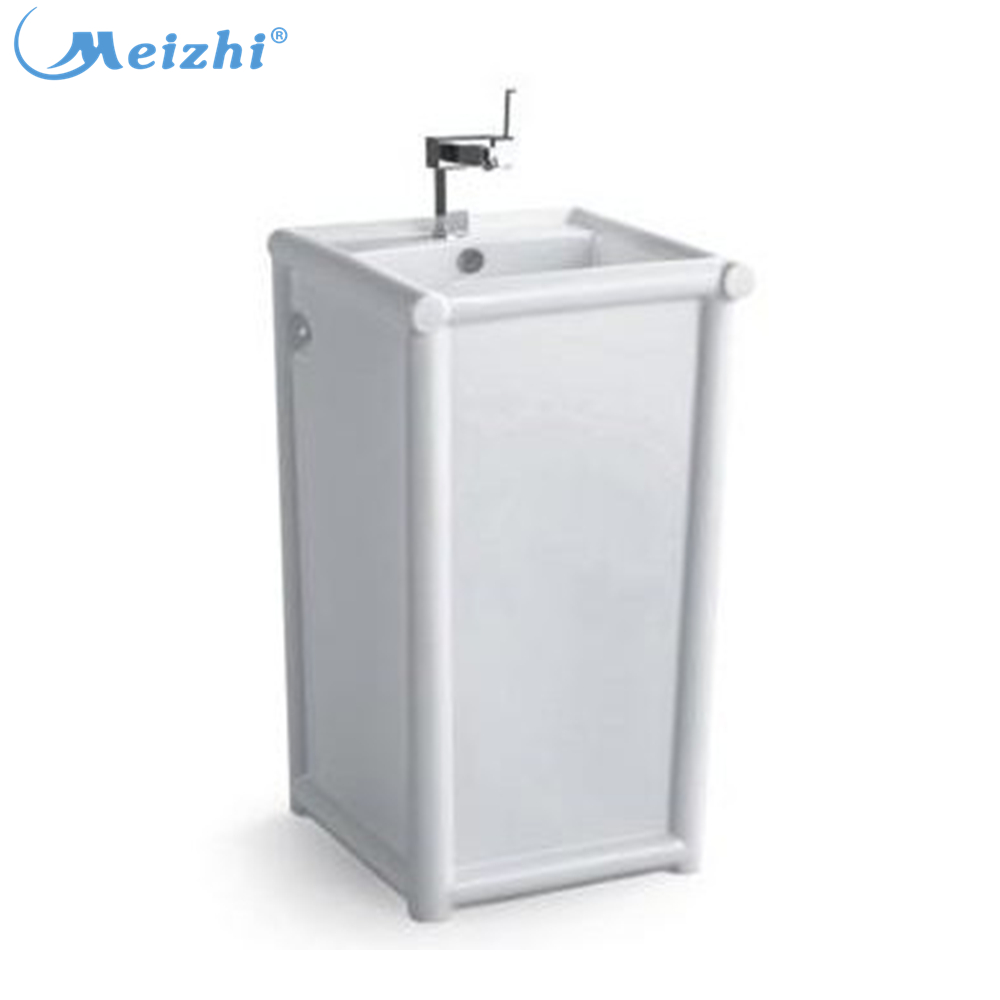 One piece pedestal sink with free standing