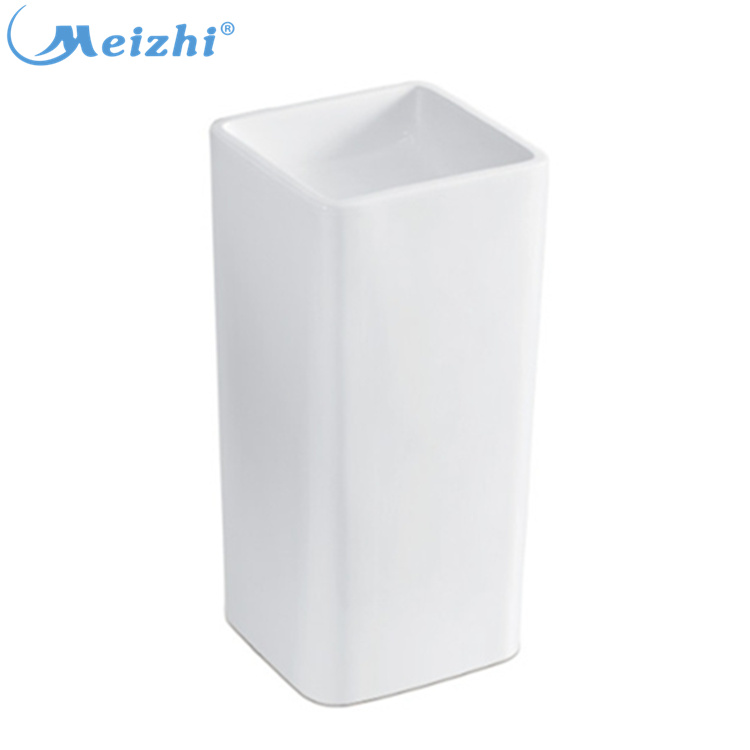 Square without tap hole ceramic one piece pedestal basin