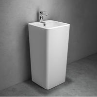 Ceramic floor mounted bathroom square one piece wash basin