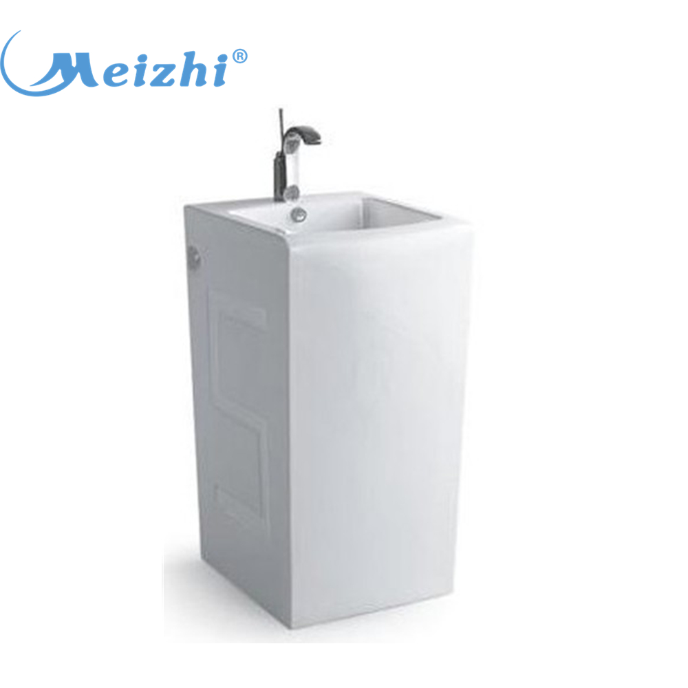 Ceramic one piece pedestal wash hand basin stand