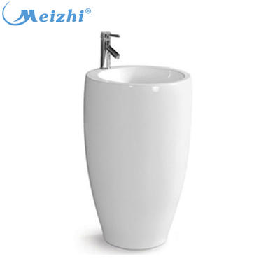 Hot selling white ceramic one piece pedestal basin sink