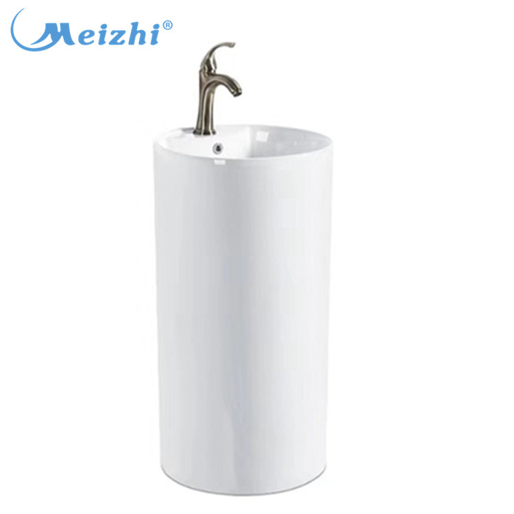 Hotel energy saving modern cylindrical pedestal wash basin