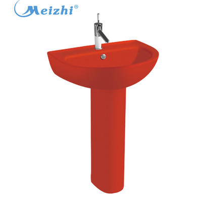 Bathroom red color Pedestal washbasin sink
