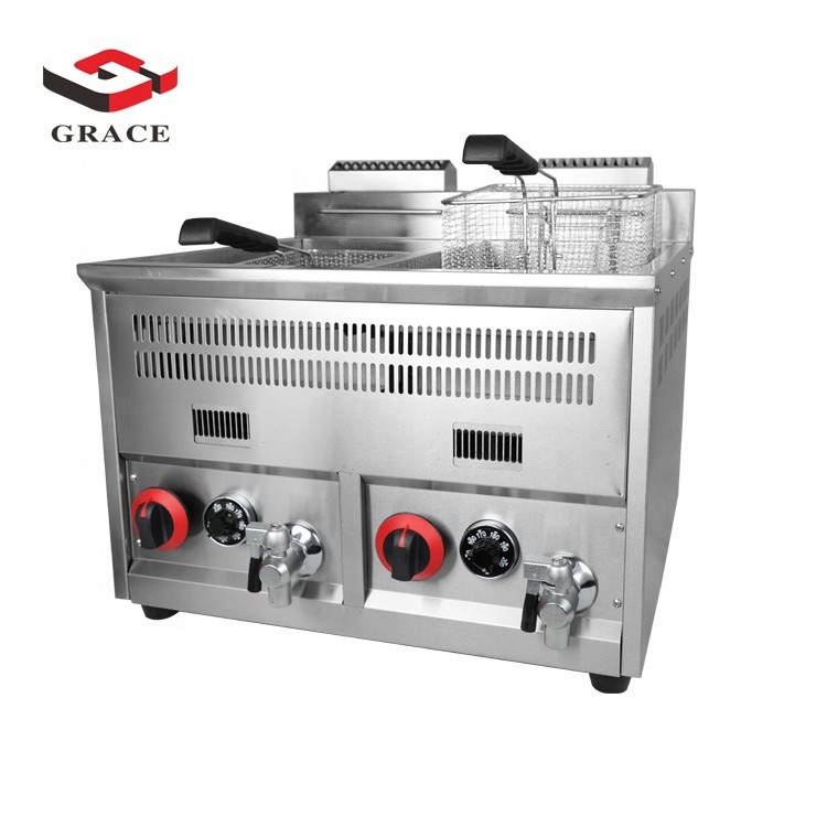 Grace Commercial Industrial Donut Gas Fryer 2 Baskets with Temperature Control and Safety Device Gas Fryers Fryer