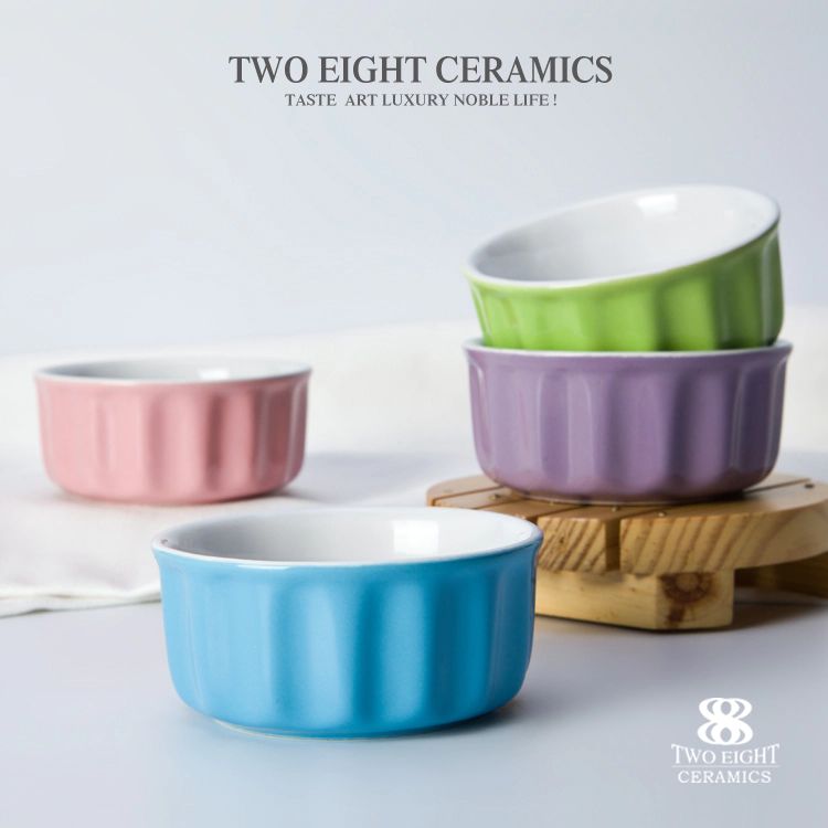 wholesale candy color ramekin bowl ceramics dessert bowl ice cream bowl