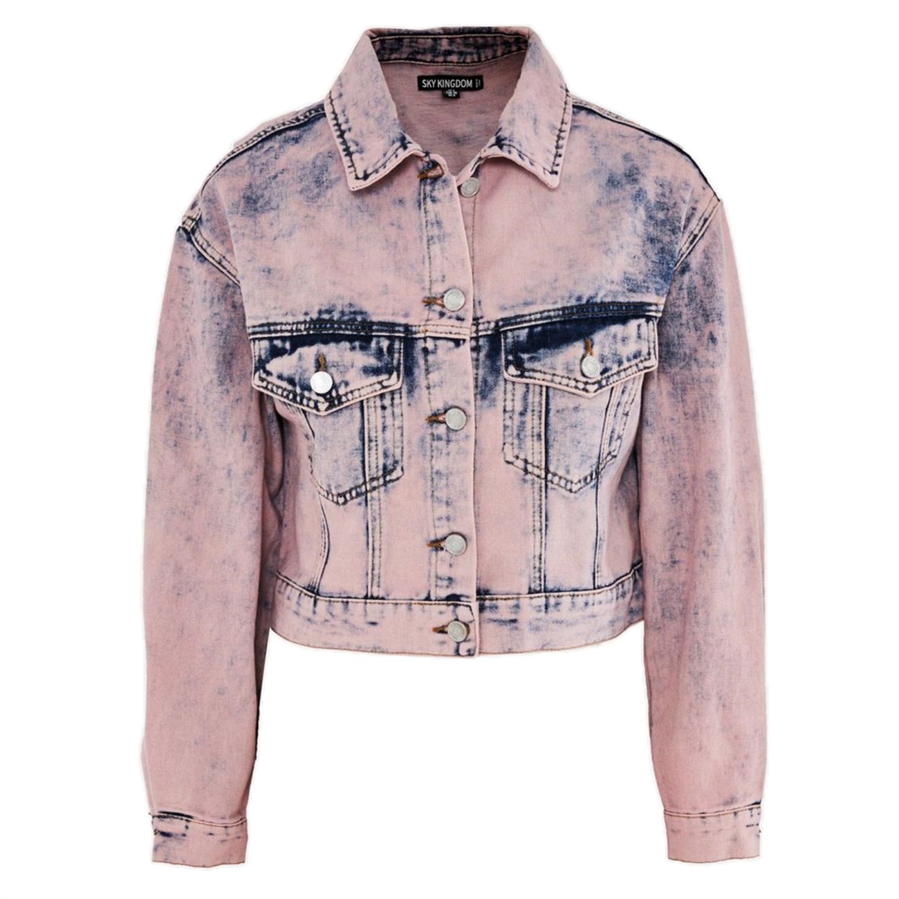 2020 whole sale high quality long sleeve short pink denim jacket