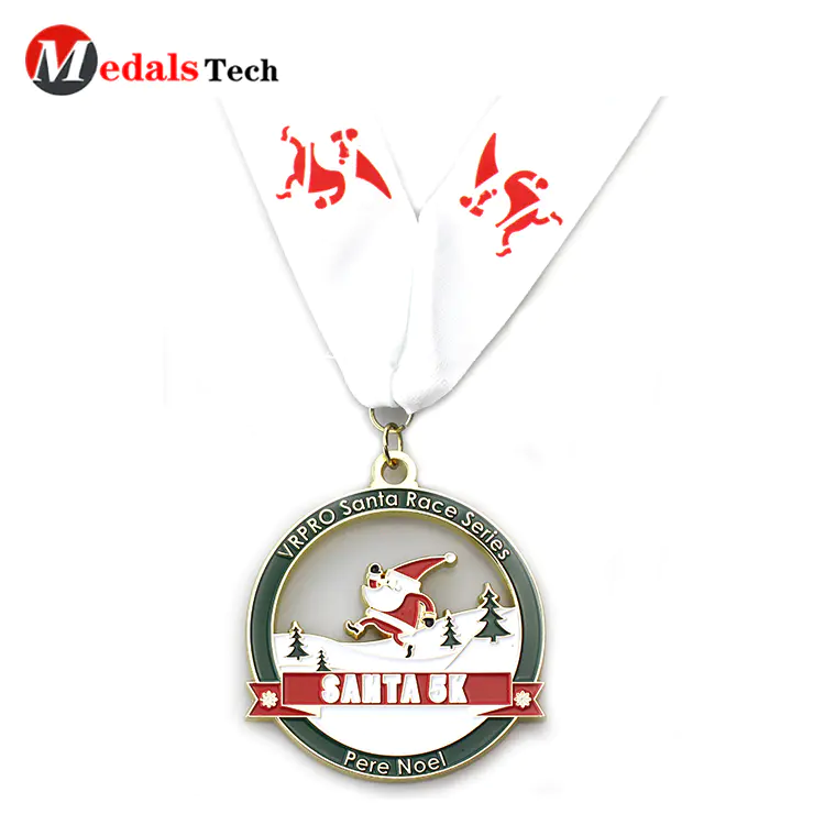 Promotional cut out design santa souvenir runningmedals