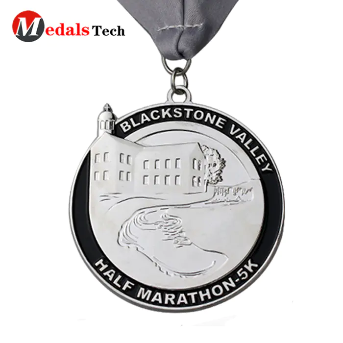 China manufacturer custom marathon running matt silver plating custom die cast medal with color