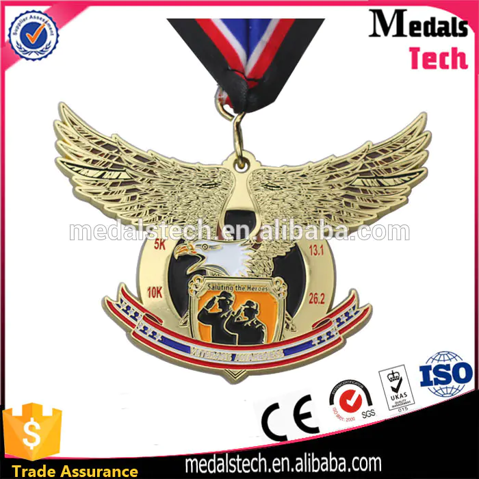 Wholesale custom plating silver soft enamel running metal medal