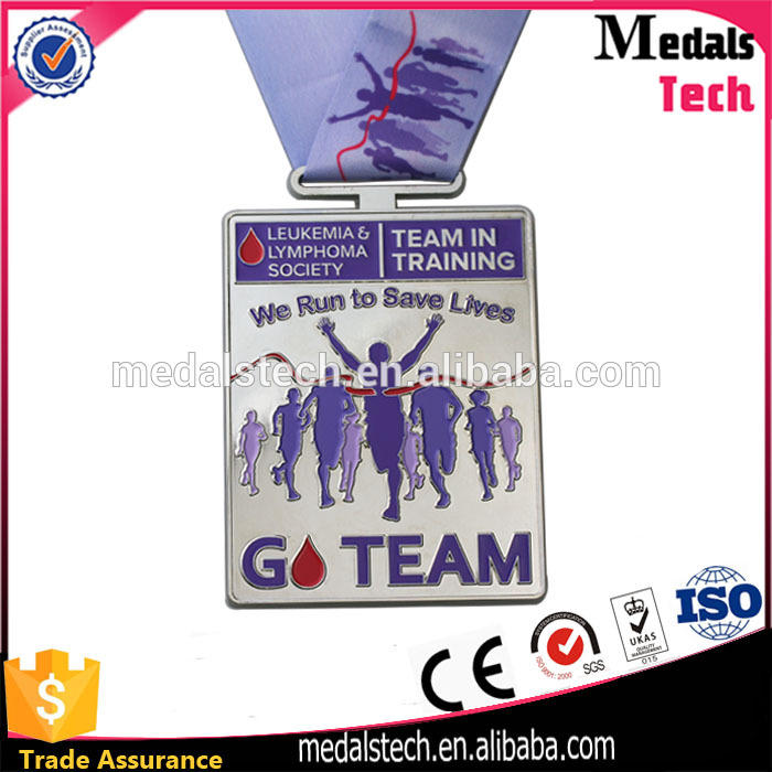 Wholesale custom plating silver soft enamel running metal medal