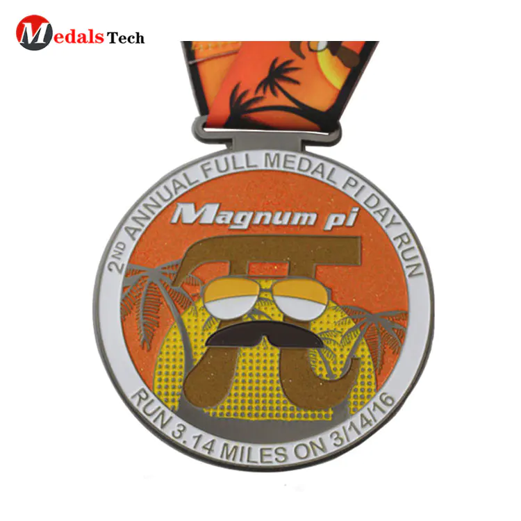 Best sports medal design in gold engraved logo spring race silver souvenir medals