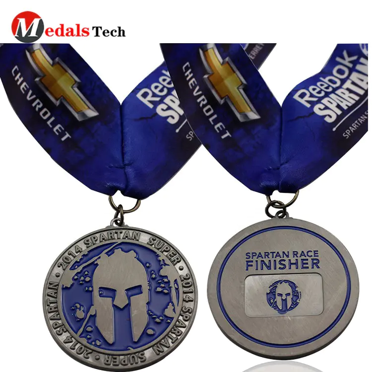 No minimum order custom Environmental protection theme silver metal 3d city half marathon custom medal ribbon