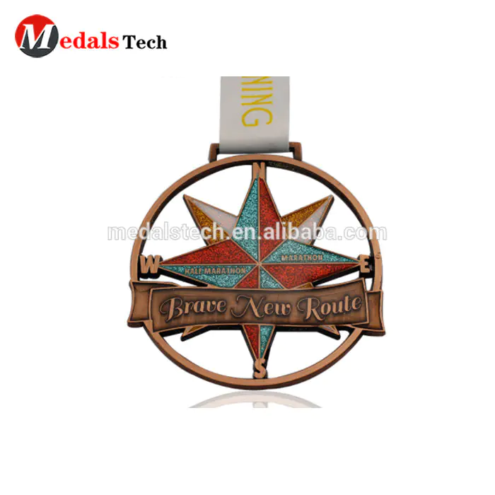 Best sale british popular antique gold silver copper plated 3D cut out star custom performing arts school dance medal