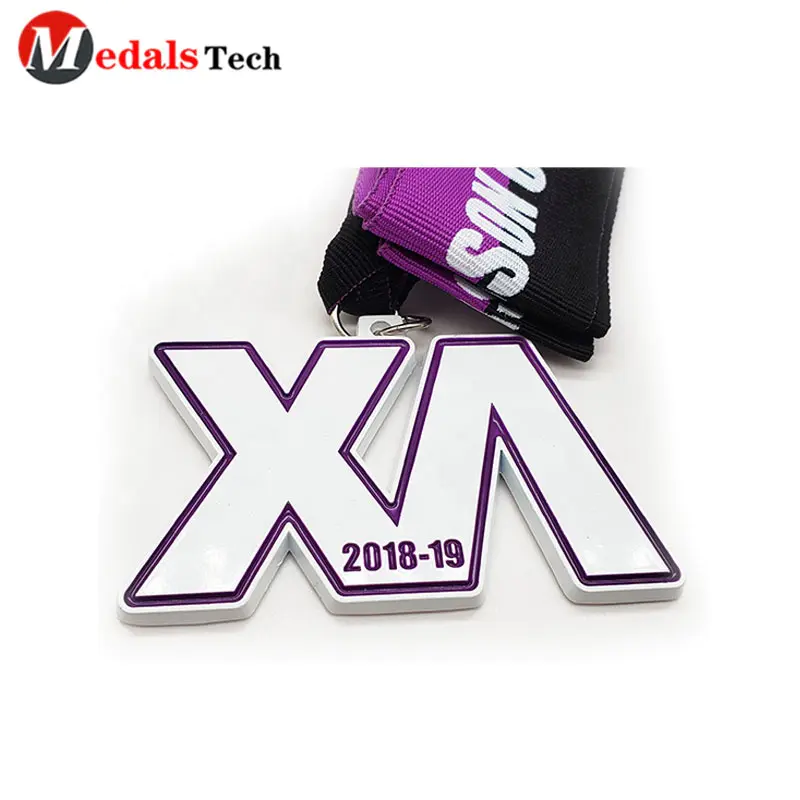 Custom madeWhite paint with purple filled 30km sport event three-dimensional medal in best price