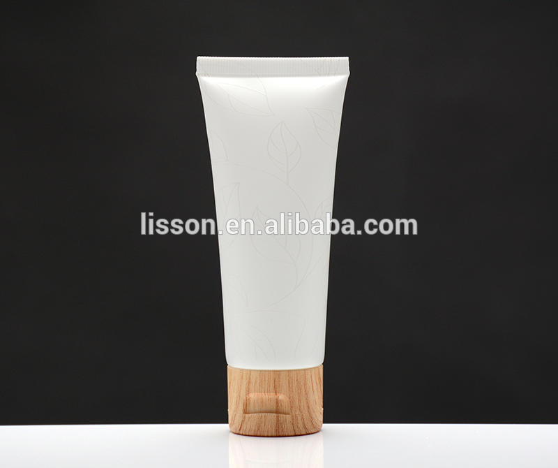 80ml plastic tube with wood grain flip top cap for facial cleanser