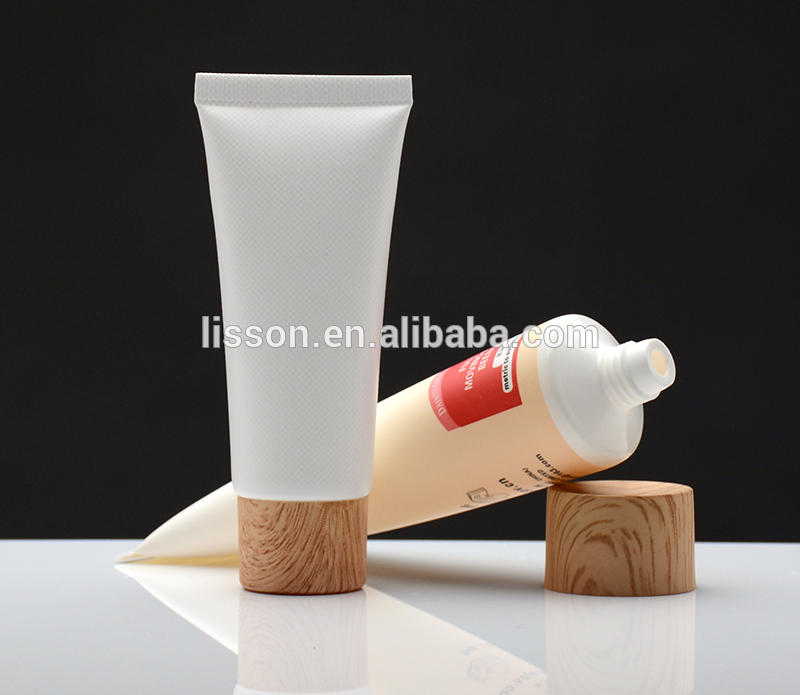 80ml plastic tube with wood grain flip top cap for facial cleanser