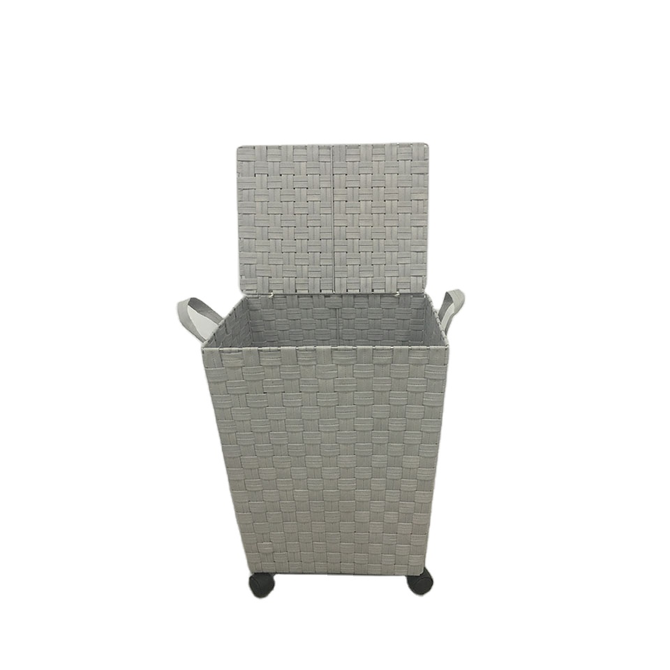 wholesale folding non-woven fabric laundry basket with wheels