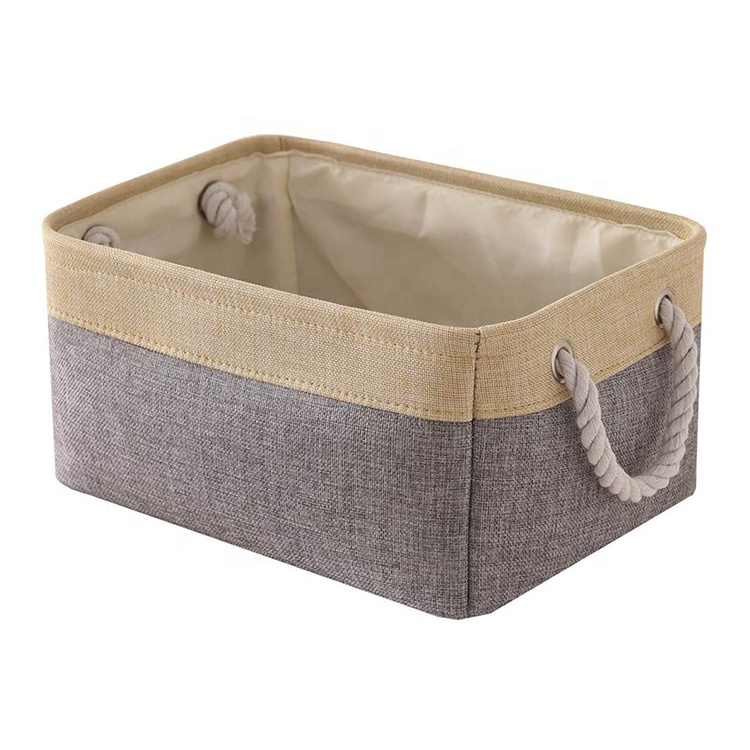collapsible fabric bin decorative wardrobe shelf basket with rope handles for clothes storage toy