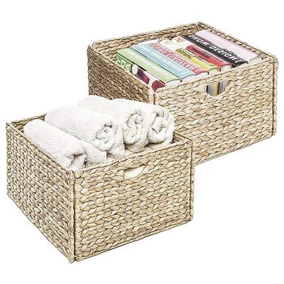 custom concise and delicate style collapsible weaving water hyacinth storage bedroom basket box