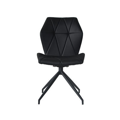 Guanxin Furniture metal chair black powder coating base Upholstered dining swivel chair with black PU comfortable DD6019-4RN