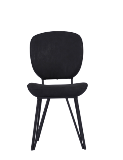 grey PUDining chair round tube with black matte powder coating DD6383-4N