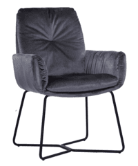 Guanxin Furniture Dining Chair in Greyish-green Velvet with Black Gloss Powder Coating Round Tube