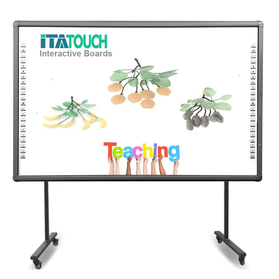 China school ceramic steel portable USB finger touch digital interactive glass board virtual whiteboard with stand for classroom