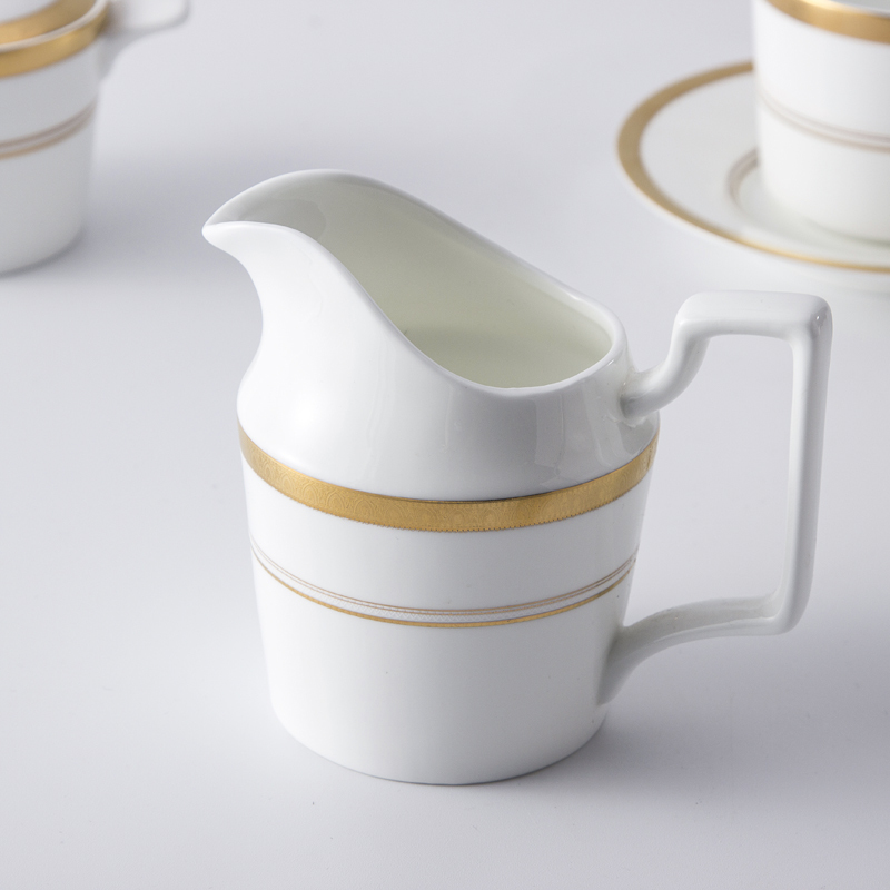 Bone China Crockery Golden Rim Tableware Ceramic Tea Set, Restaurant Modern Luxury Dinnerware Coffee Set*