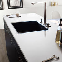 TH-Super White Solid Artificial Stone Panels Polished Surface Bathroom Vanity Countertop Quartzite Kitchen Slabs