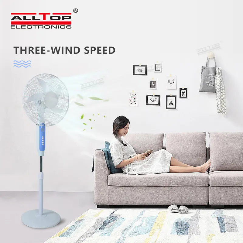 Hot sale 18 inch home height adjustable three-wind speed solar floor fan