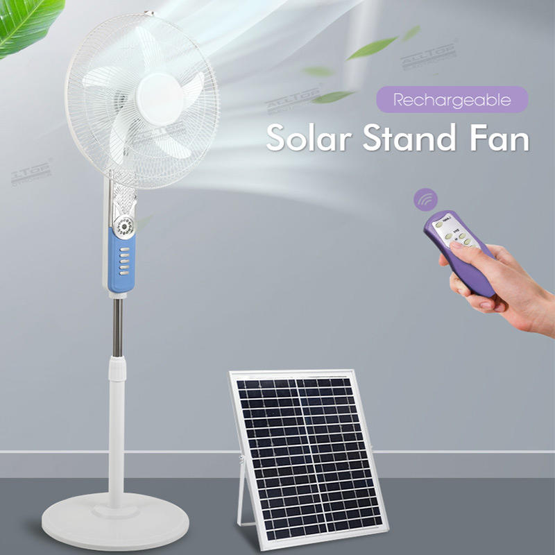 ALLTOP Hot selling 16 inch remote control smooth air-out strong wind wide angle adjustment solar floor fan