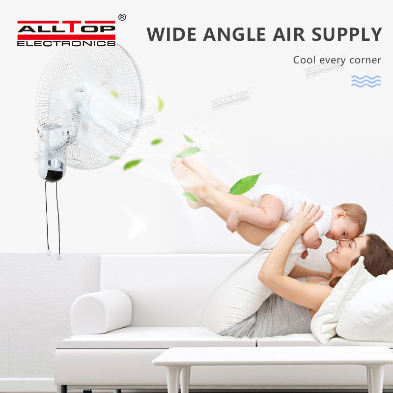 ALLTOP Hot Sale 16 Inch Wind Angle Air Supply Mute and Energy Saving Solar Wall Mounted Fan