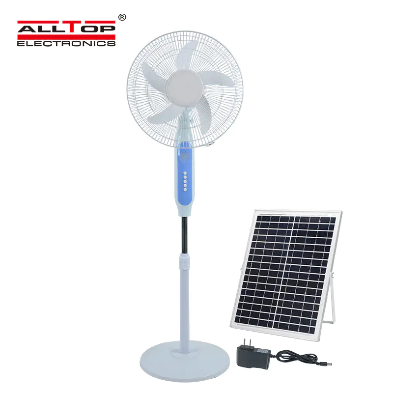 ALLTOP New Solar panel low noise strong wind mini floor stand fan 16 Inch solar fan