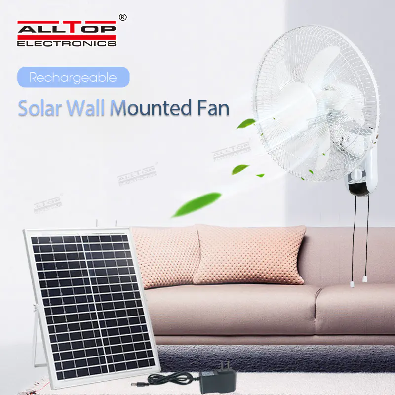 ALLTOP High Quality Five-leaf Bionic Fan Blade Three-wind Speed 16 Inch Solar Wall Mounted Fan