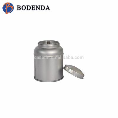 custom round metal silver tea tin box with double lid