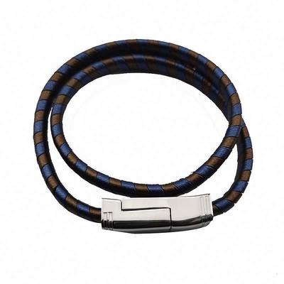 Charge Function 316L Stainless Steel Leather Bracelet With Pulsera