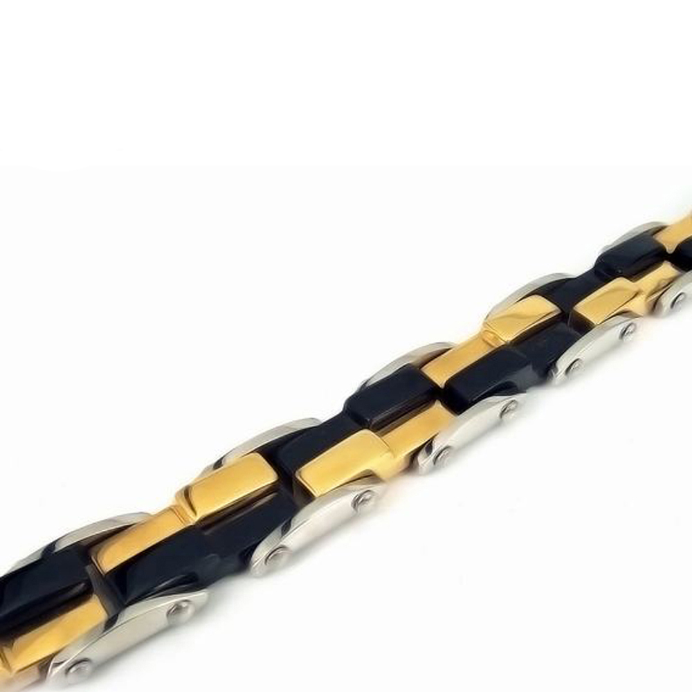 Boutique stainless steel black enamel 14k solid gold jewelry