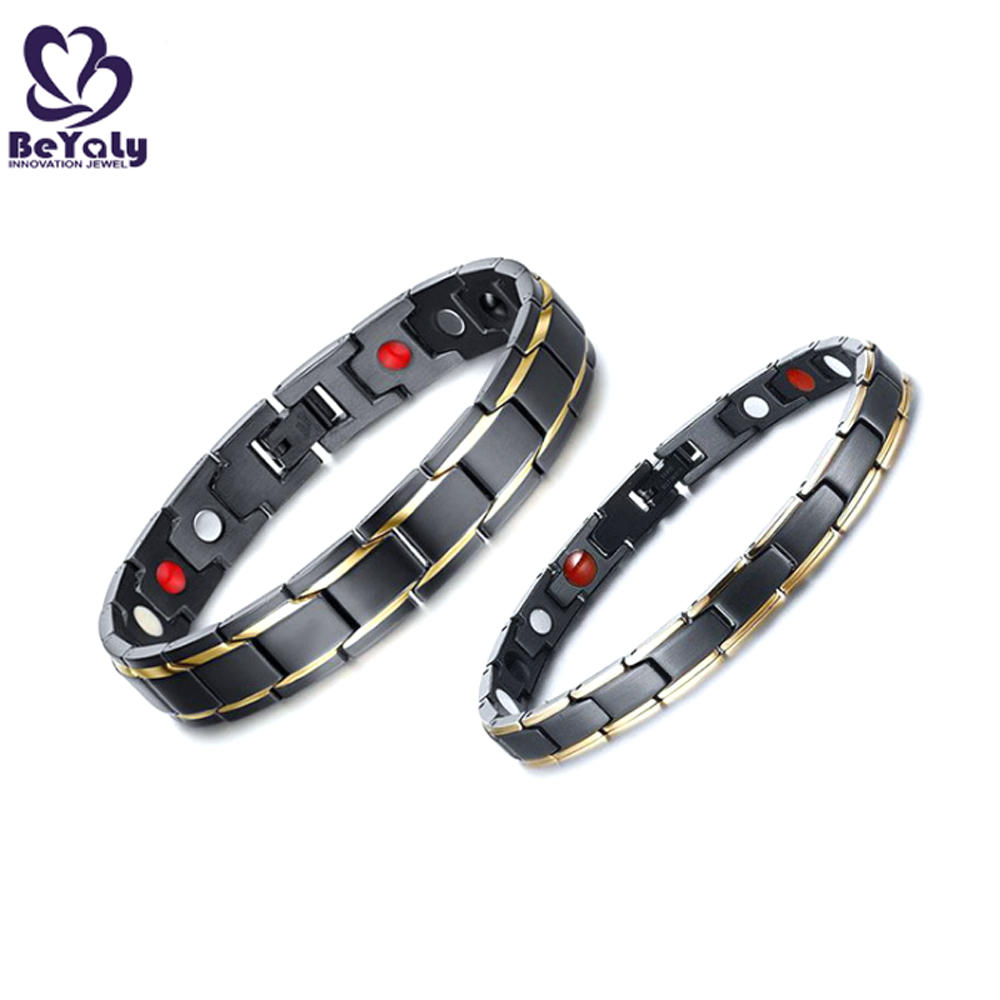 product-BEYALY-Black Fashion Custom Fitness Magnetic Stainless Steel Germanium Bead Bracelet Men-img-2