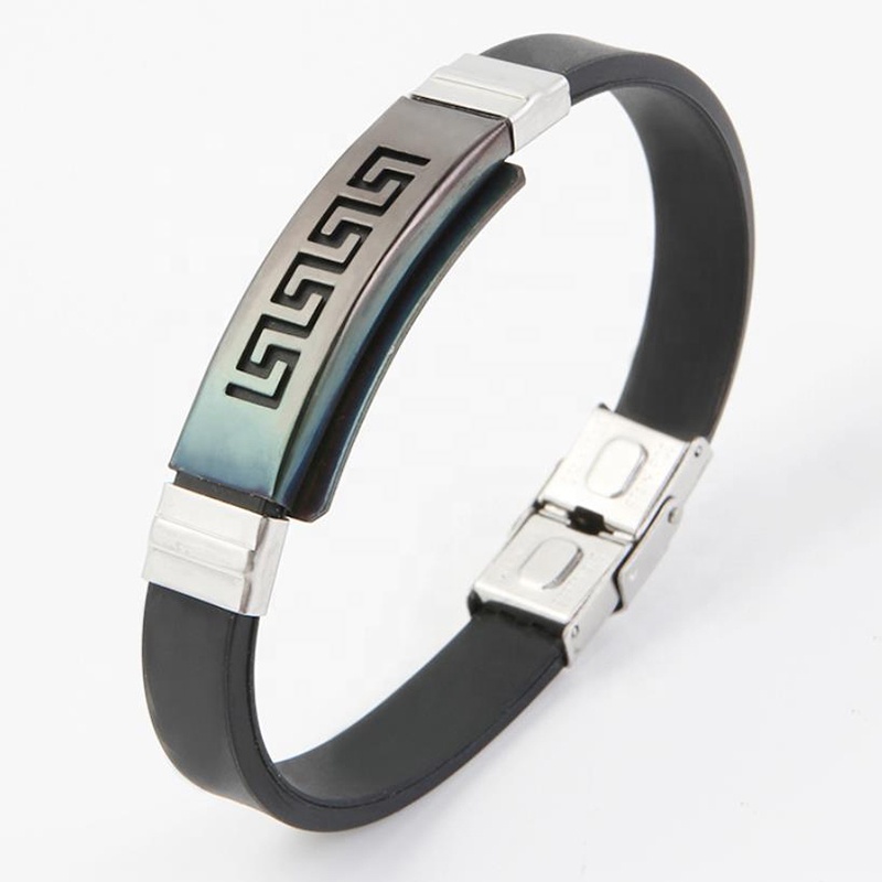 Elegant Popular Fret Laser Engraved Fashion Bracelet Titanium