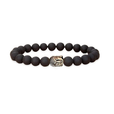 Dazzling cool men love black bead silver buddhist bracelet