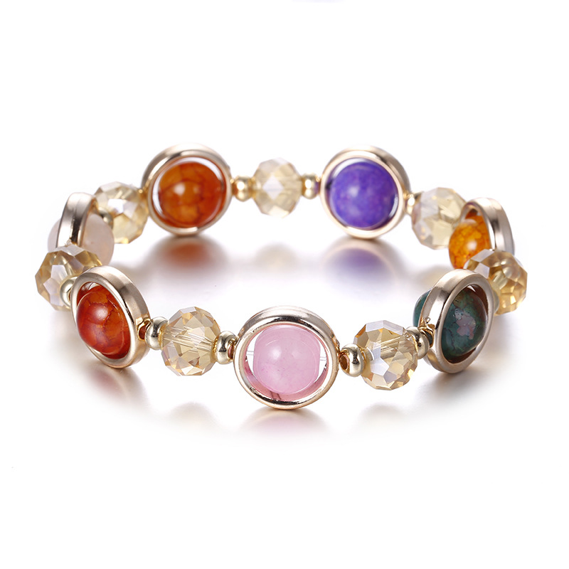 Summer Bohemia Style Multi Colored Stone Beaded Bracelet For Women