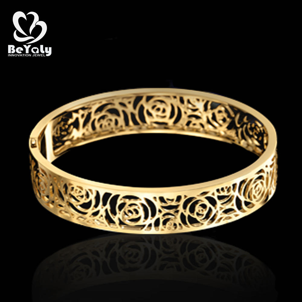 product-Charming Carved Rose Flower Design 1 Gram Gold Bangles-BEYALY-img-3